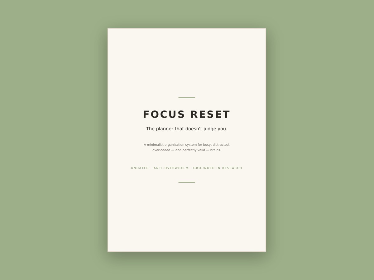 Focus Reset planner cover