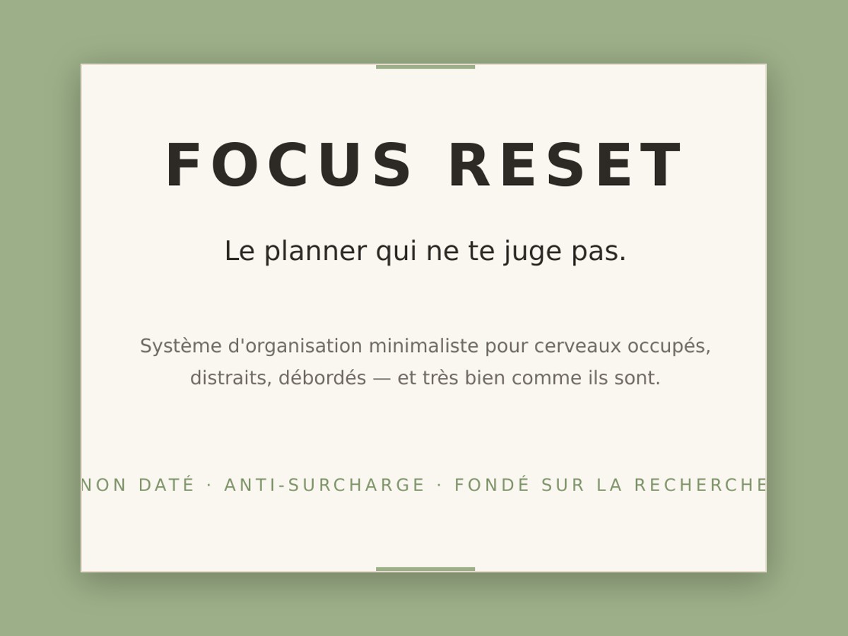 Couverture du planner Focus Reset