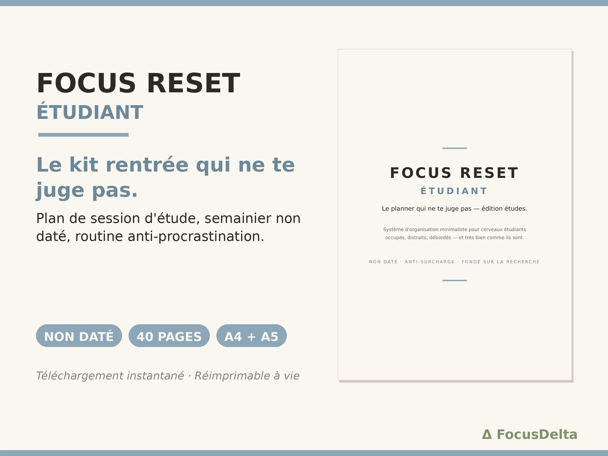 Kit Focus Reset Étudiant bleu patiné